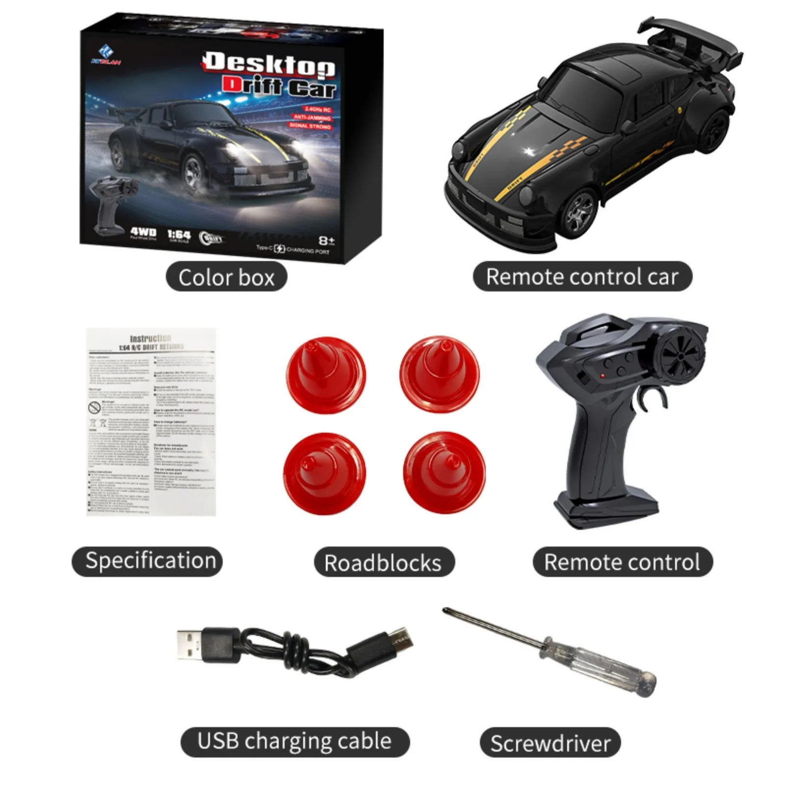 ANTSIR 2Point4G Desktop Mini HyperPerformanceEngineering Drift Car 4WD RemoteControl Model