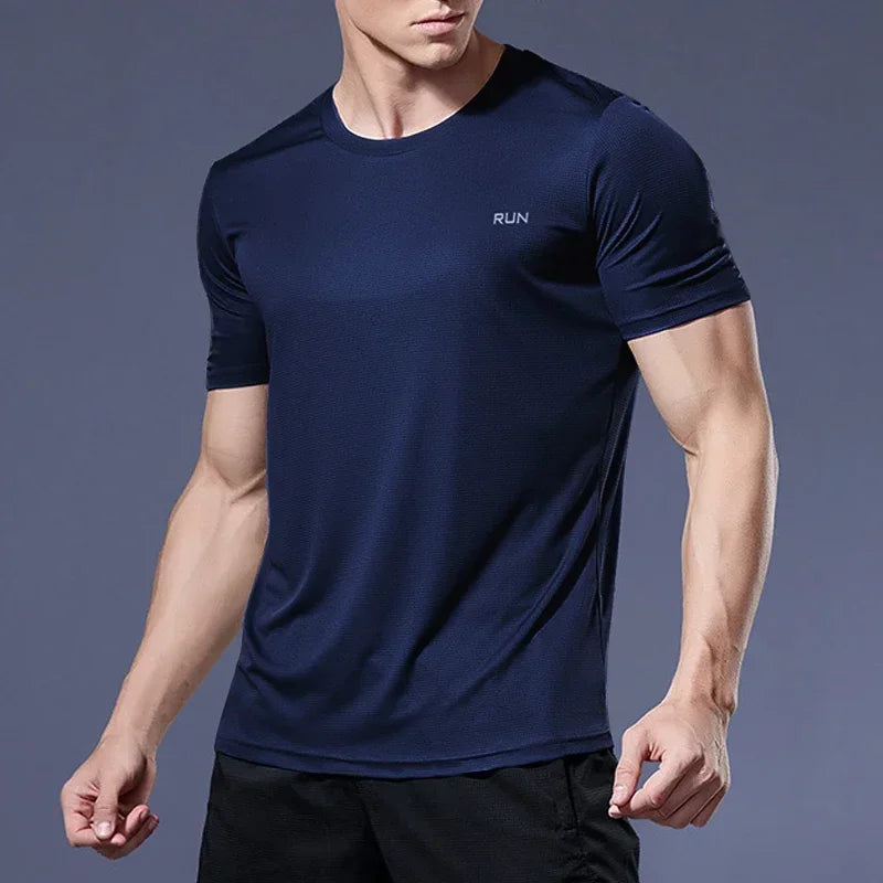 Men's Summer Breathable Elastic Ice Silk T Shirt Quick Dry