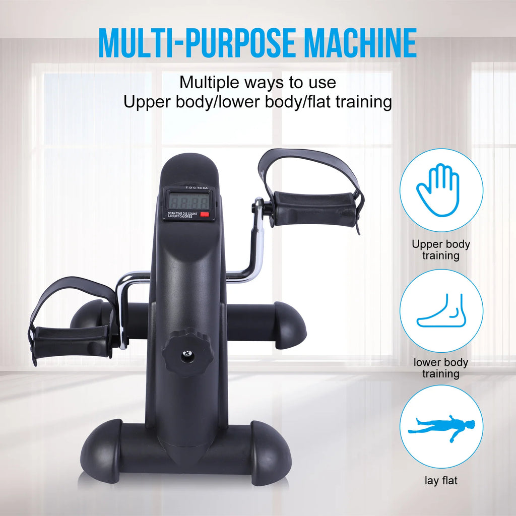 Stepper Exercise Bike LCD Screen Portable Multi-Function Foot Pedal Exerciser Peddler for Leg Arm and Knee Trainer Home Office