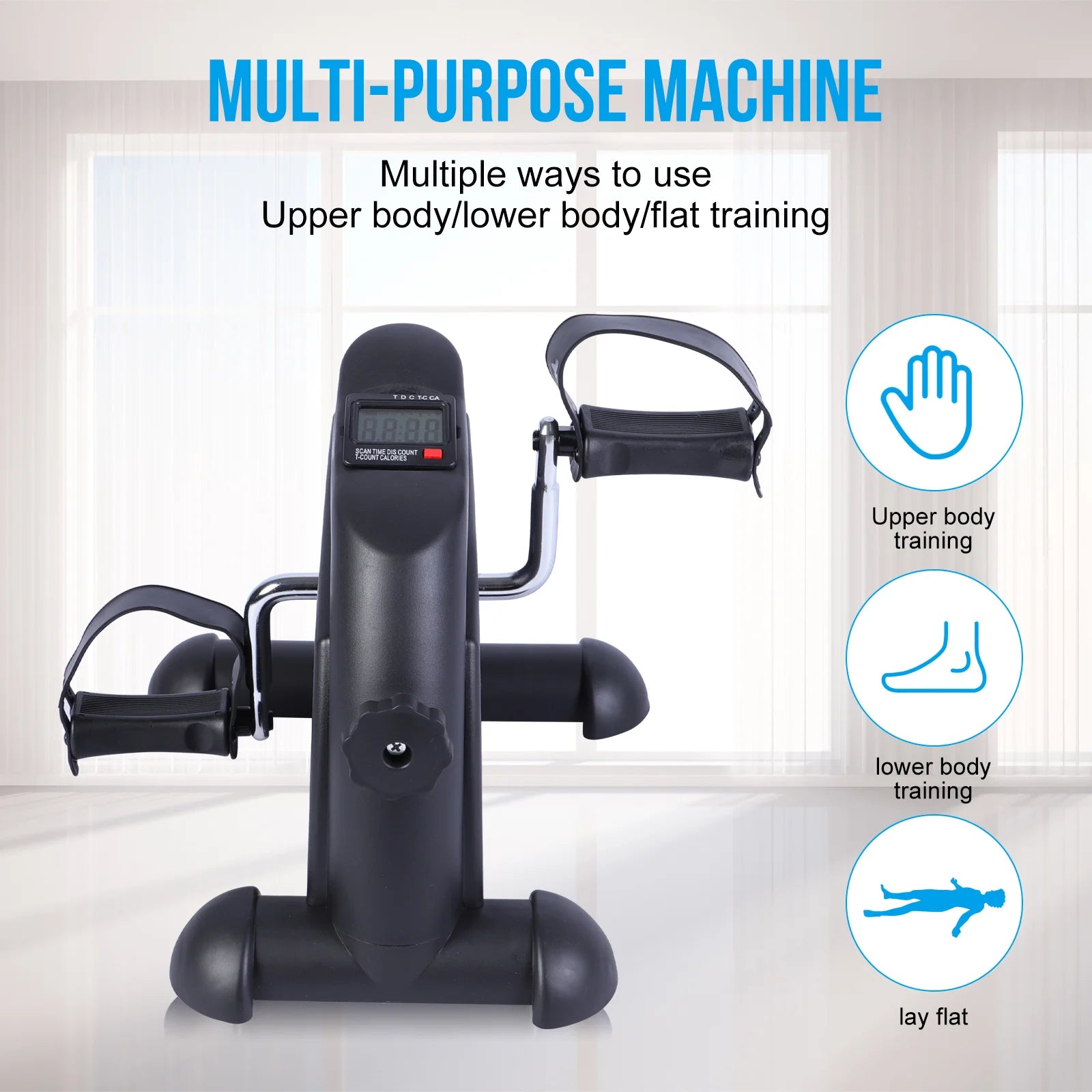 Stepper Exercise Bike LCD Screen Portable Multi-Function Foot Pedal Exerciser Peddler for Leg Arm and Knee Trainer Home Office