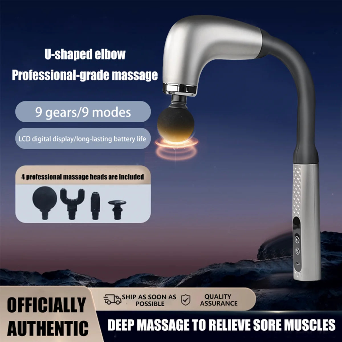 Electric Fascia Gun Massager Handheld Trigger Point Therapy Device For Fitness