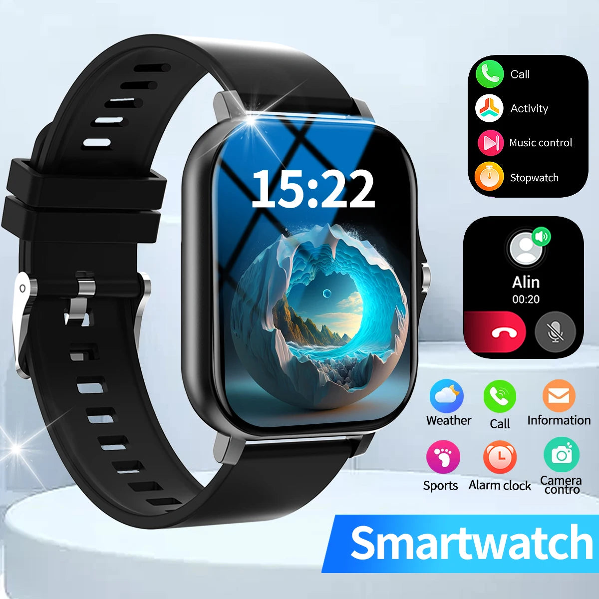 Smartwatch With Call Answer, Call Rejection, Android Iphone Compatible