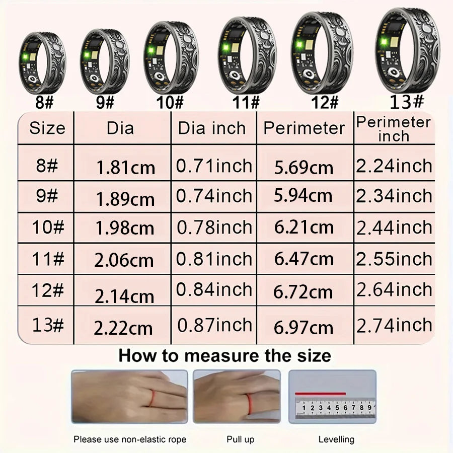 Smart Ring Fitness Tracker Sleep Monitor IP68 Waterproof Pedometer