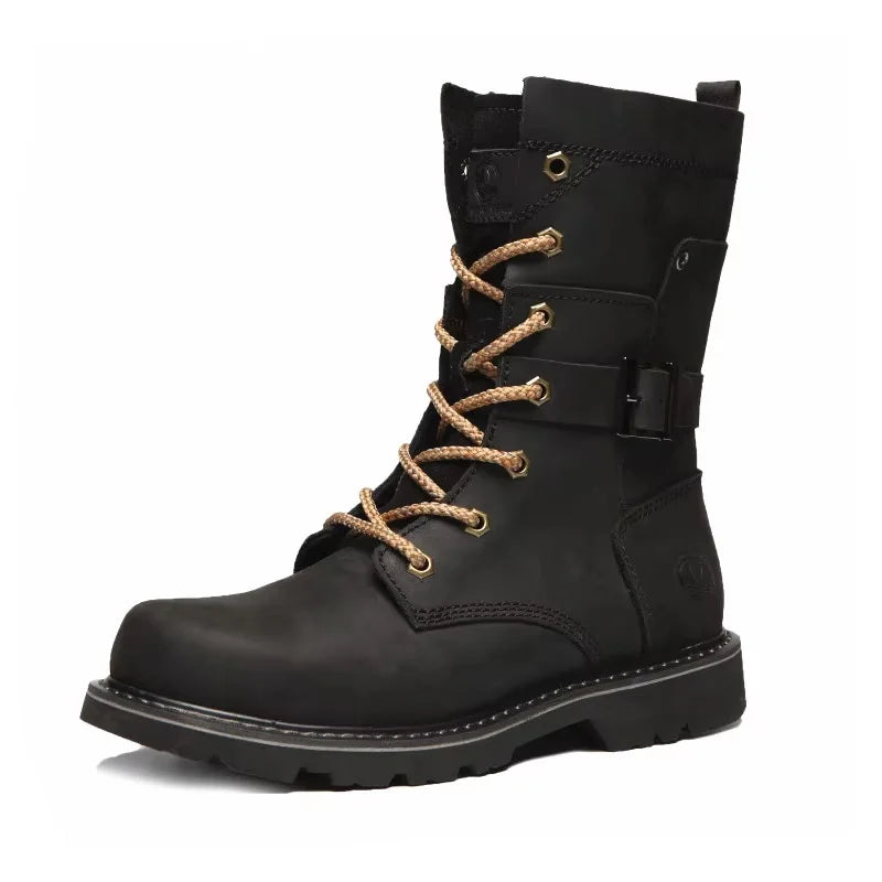 KOWMCN Unisex Cowhide Hiking Shoes Waterproof Tactical Boots