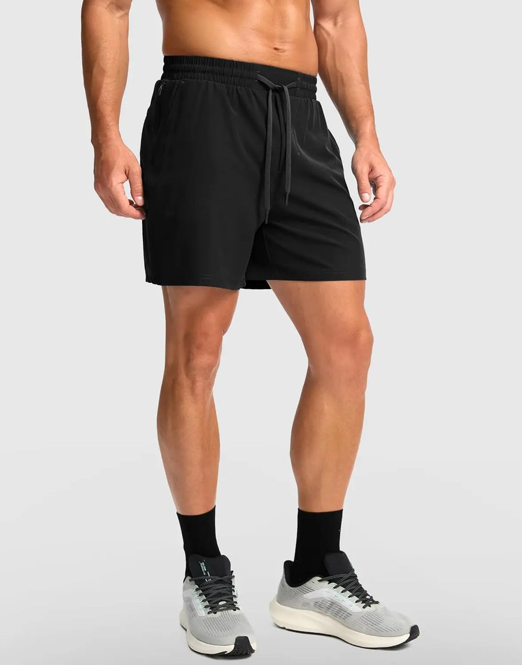 NONECN Men's Quick Dry Running Shorts With Zipper Pocket