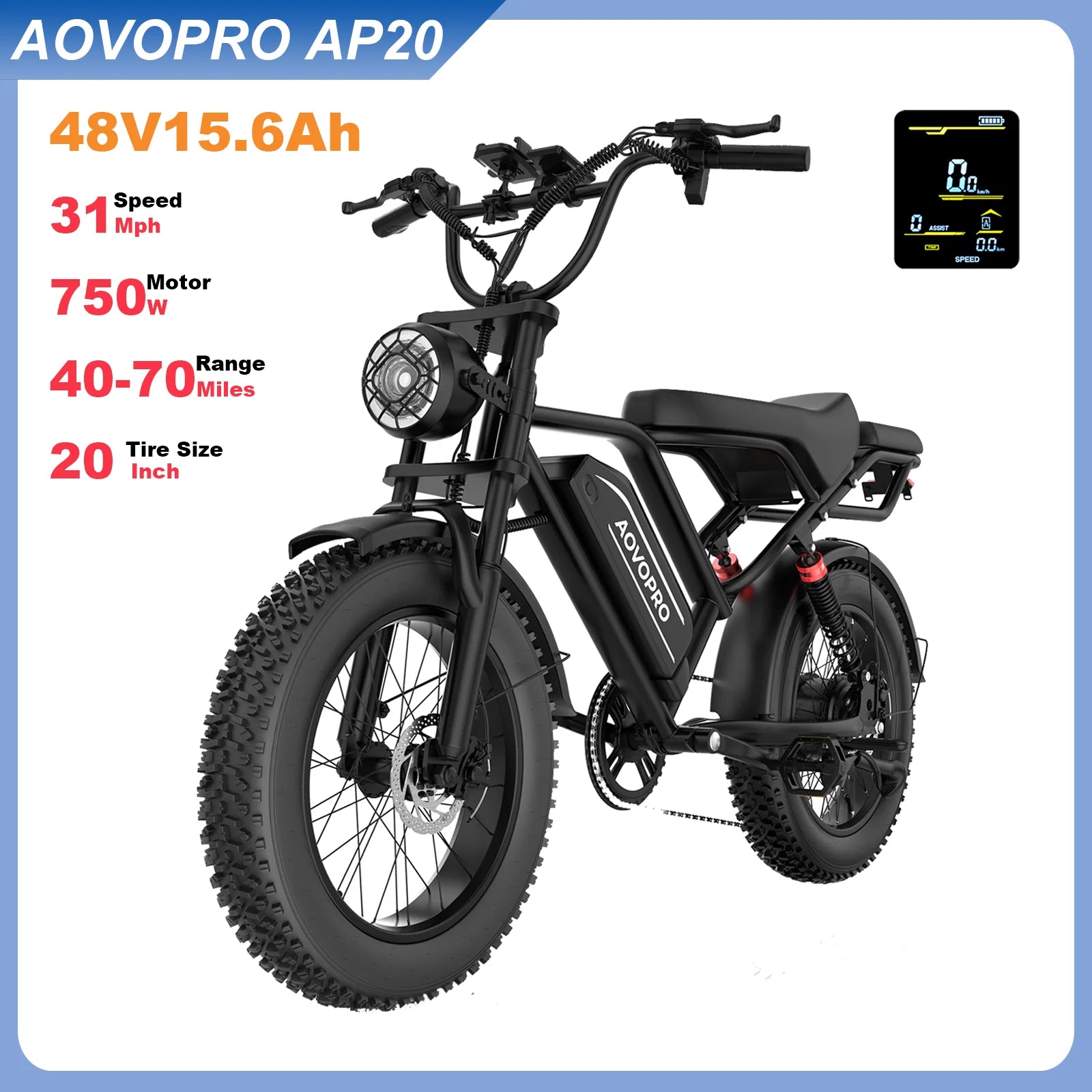AOVOPRO AP20 Electric Scooter 1500W 48V 70 Mile Range