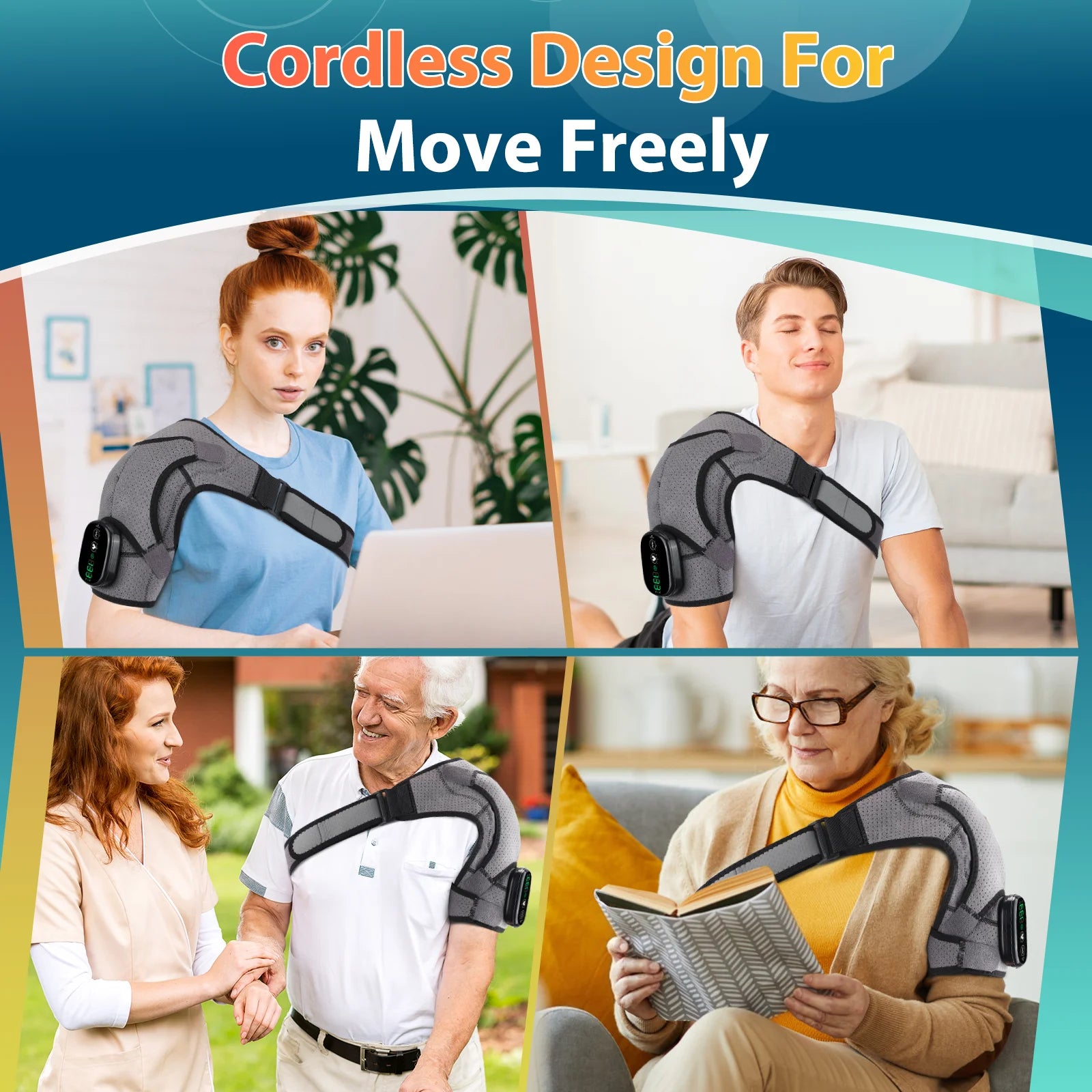 Rechargeable Electric Heating Shoulder Massage Belt Vibration Pad Muscle Relax Shoulder Support Brace Belt