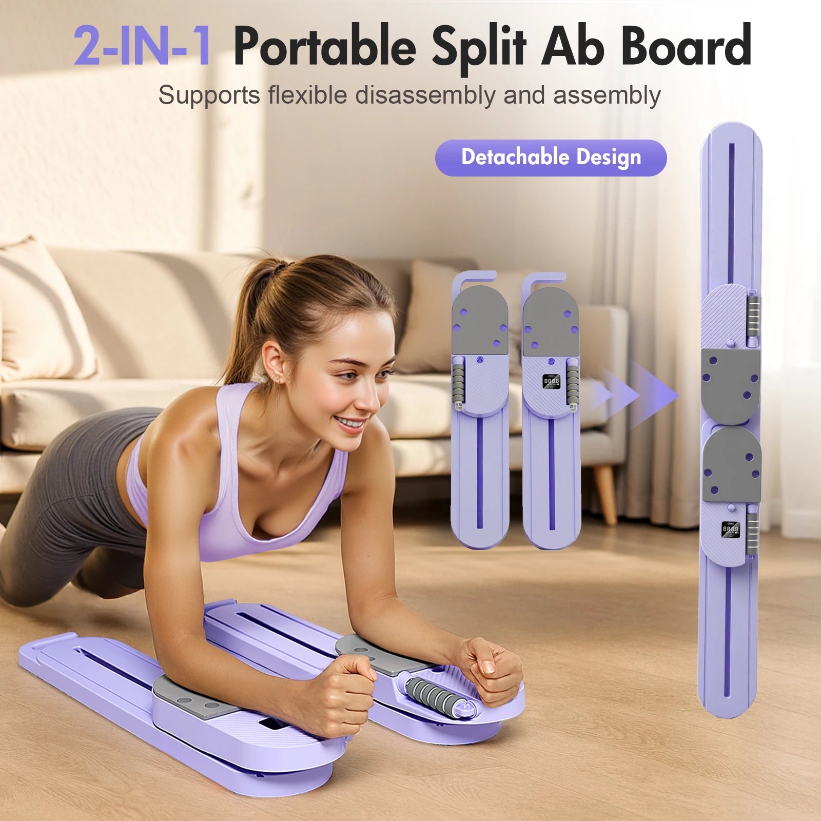 Pilates Reformer Board Portable Split Resistance Gym with LCD Display