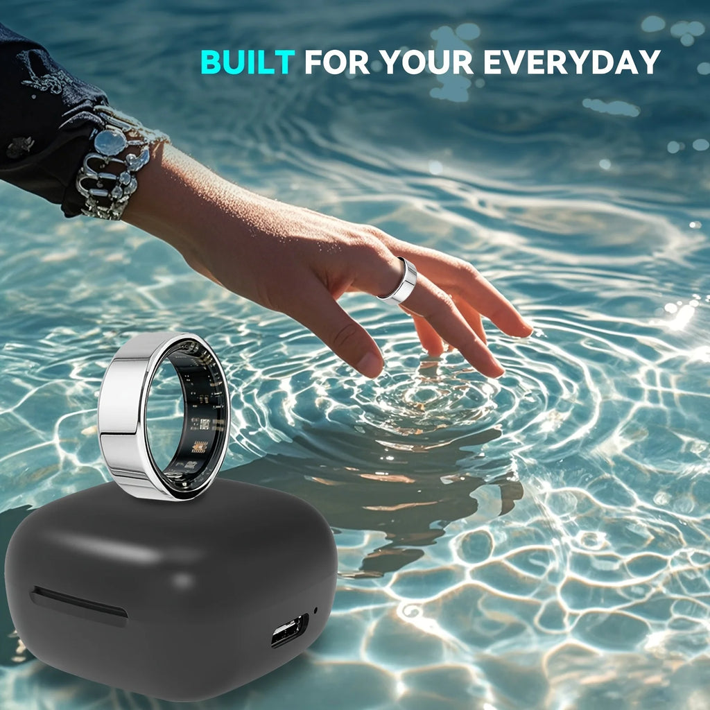 Odelettevcy Smart Ring Health Tracker Heart Rate SpO2 IP68 Waterproof
