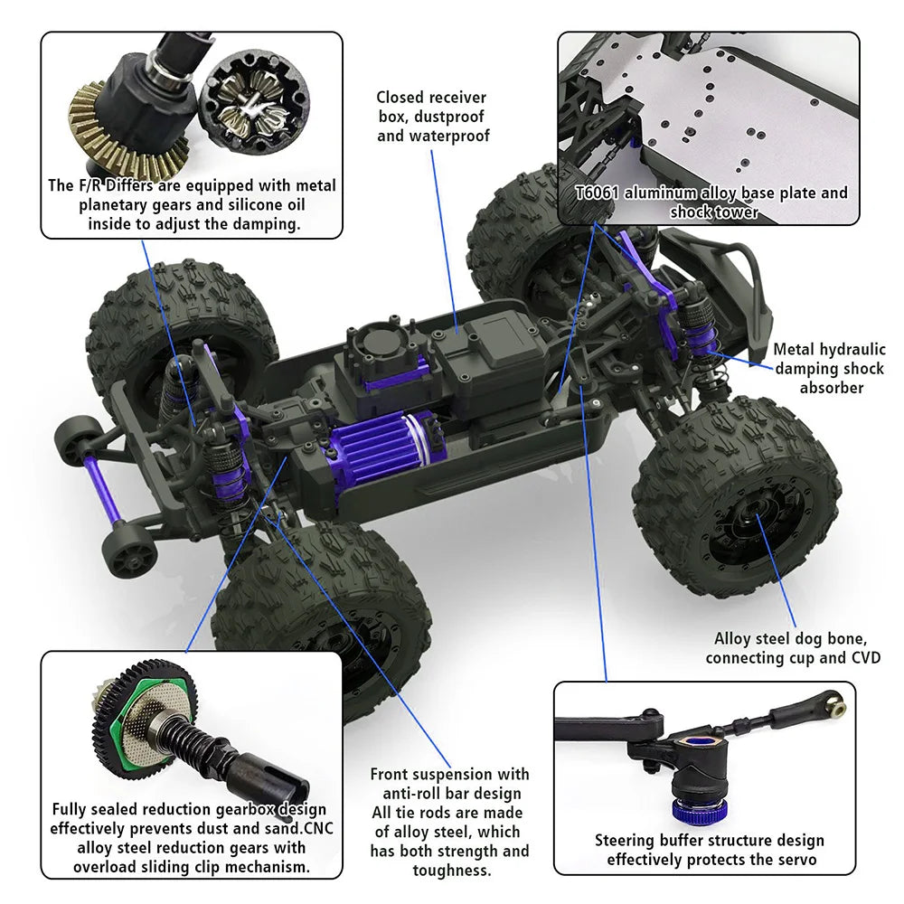JIUSI RC Racing Car Brushless 4WD 2.4G Remote Control