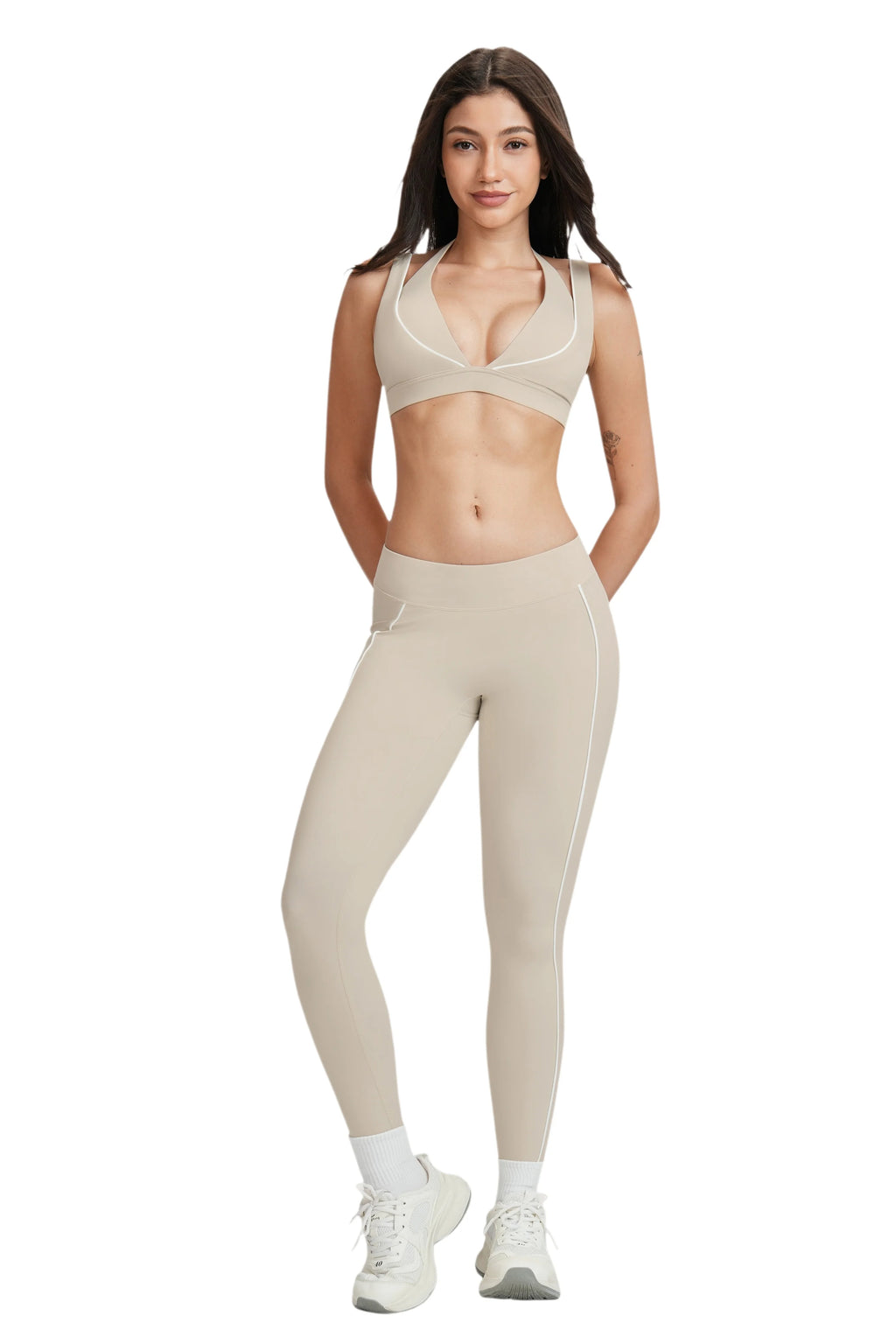 Airila Women's 2 Piece Yoga Set Halter Backless Sports Bra High Waist Leggings