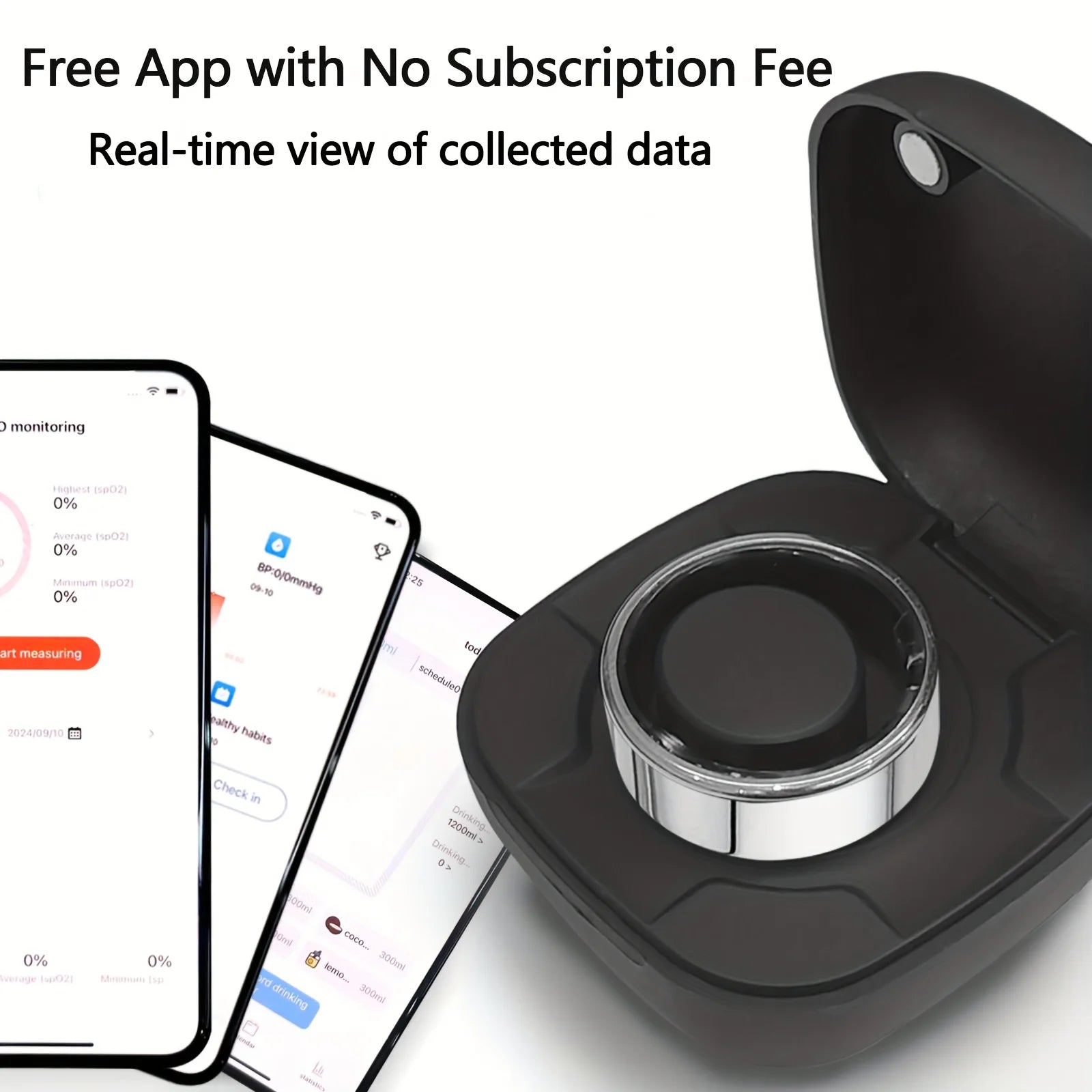 Odelettevcy Smart Ring Health Tracker Heart Rate SpO2 IP68 Waterproof