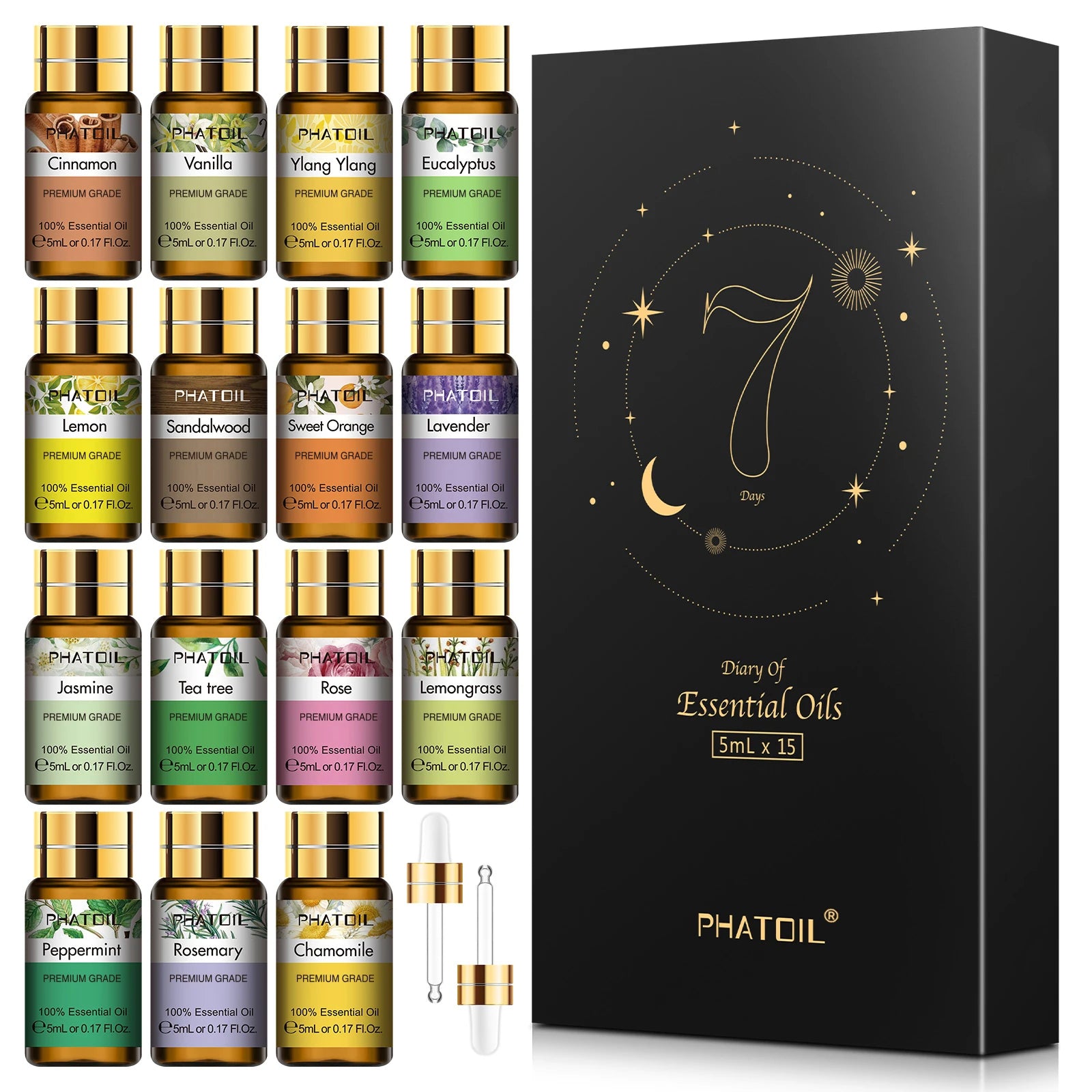 PHATOIL 15 Piece Essential Oils Gift Set Natural Plant Extracts