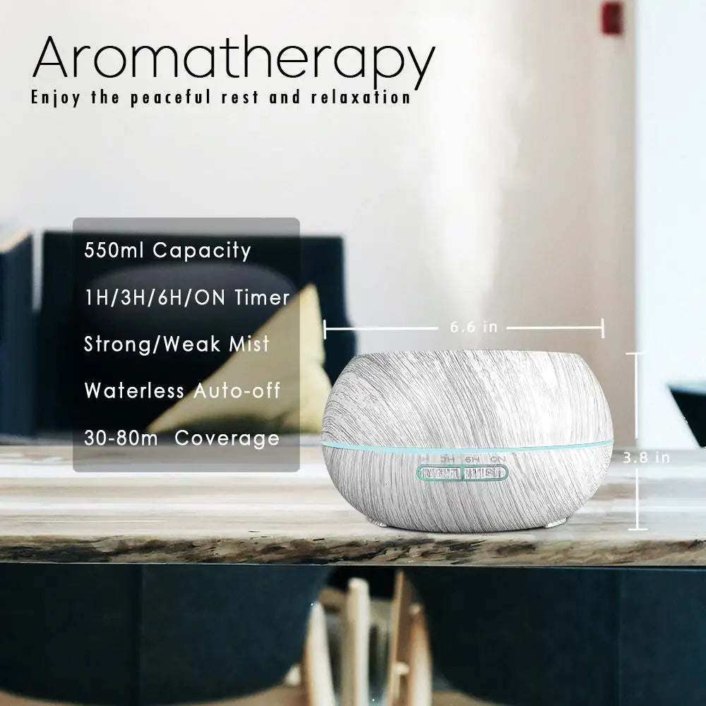 LISM Wood Grain Essential Oil Diffuser and Humidifier With Remote