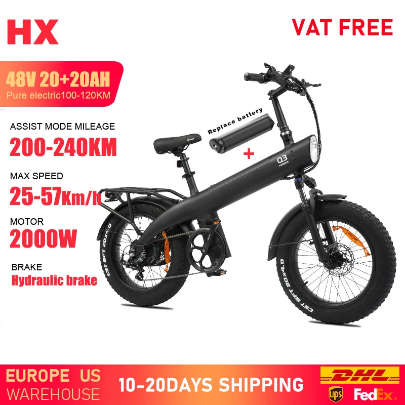 HX 2000W Electric Mountain Bike 48V 20Ah Fat Tire Edition