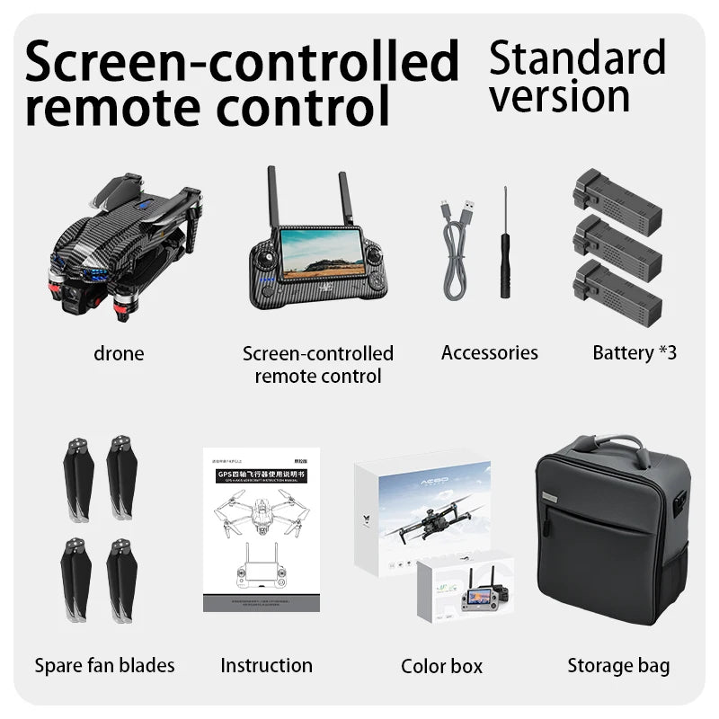 ISHOWTIENDA 4K Drone with Three-Axis Gimbal and Dual HD Cameras