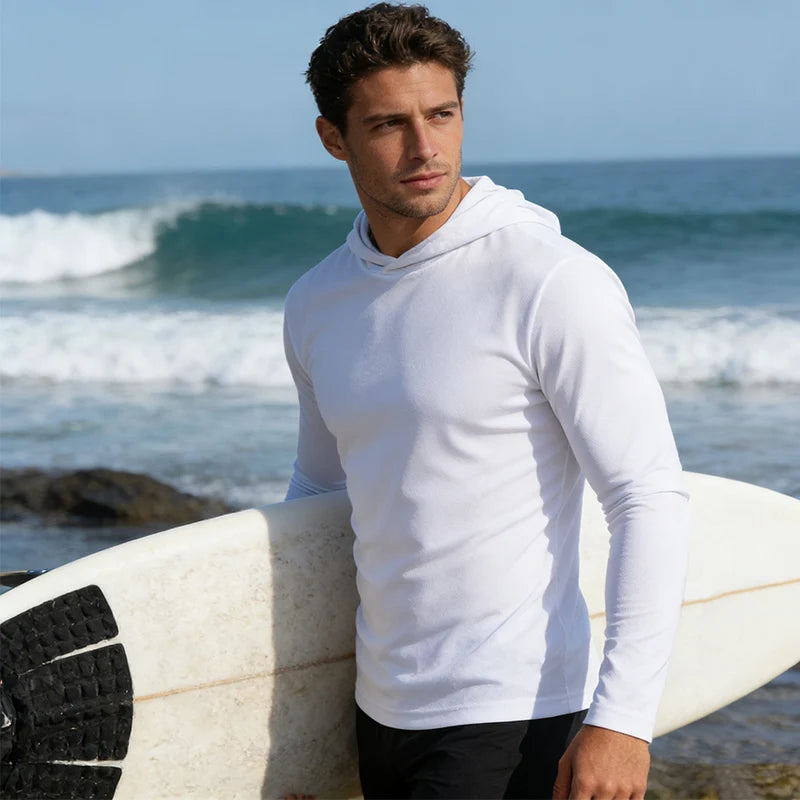Men's Hooded Long Sleeve Running T Shirt Breathable