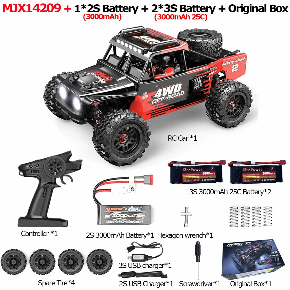 JIUSICE RC Car 4WD Brushless 2.4G Remote Control Off Road
