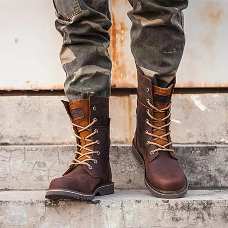 KOWMCN Unisex Cowhide Hiking Shoes Waterproof Tactical Boots