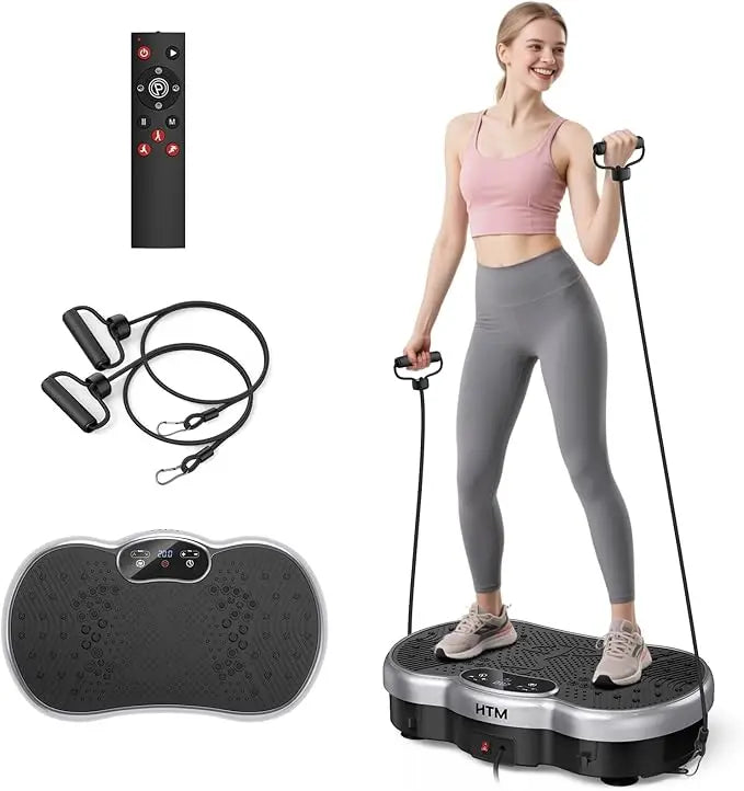 HTMM Fitness Vibration Plate Whole Body Exercise Machine With 120 Speed Levels Calorie Tracking Fat Burning Home Gym