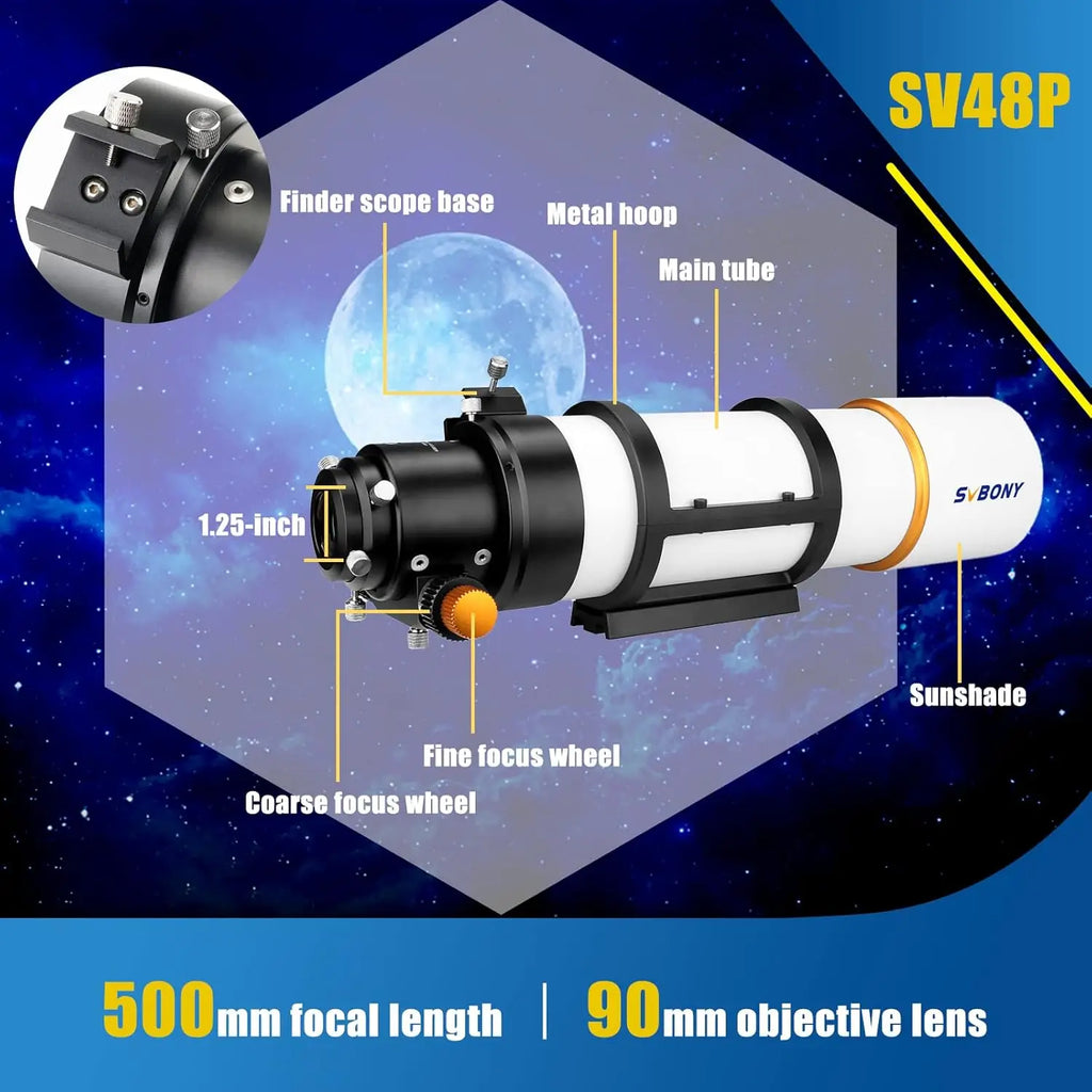 Svbony SV48P Dual Speed Focuser Refractor Telescope for Deep Sky