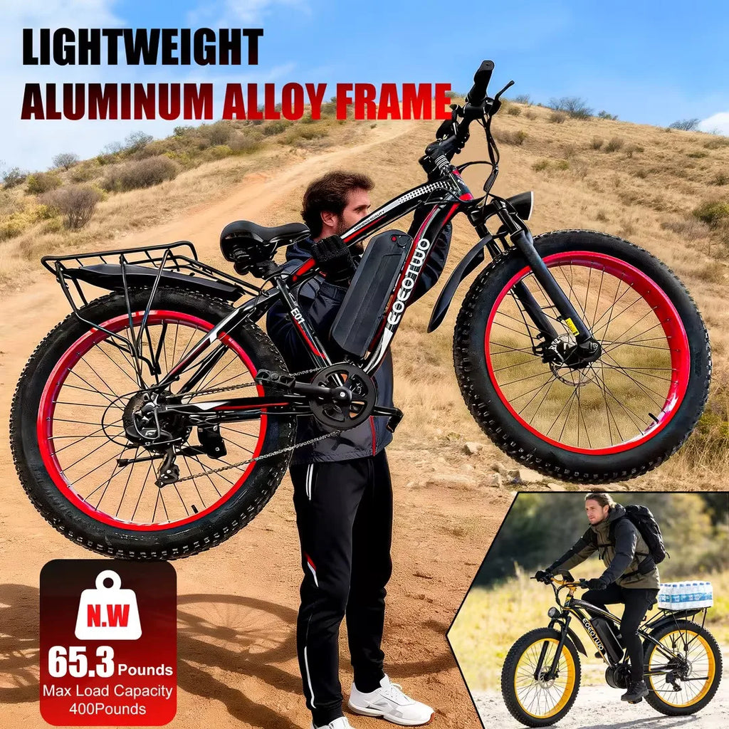 EOEOTWO 1500W Electric Fat Tire Mountain Ebike UL2849 48V 15Ah