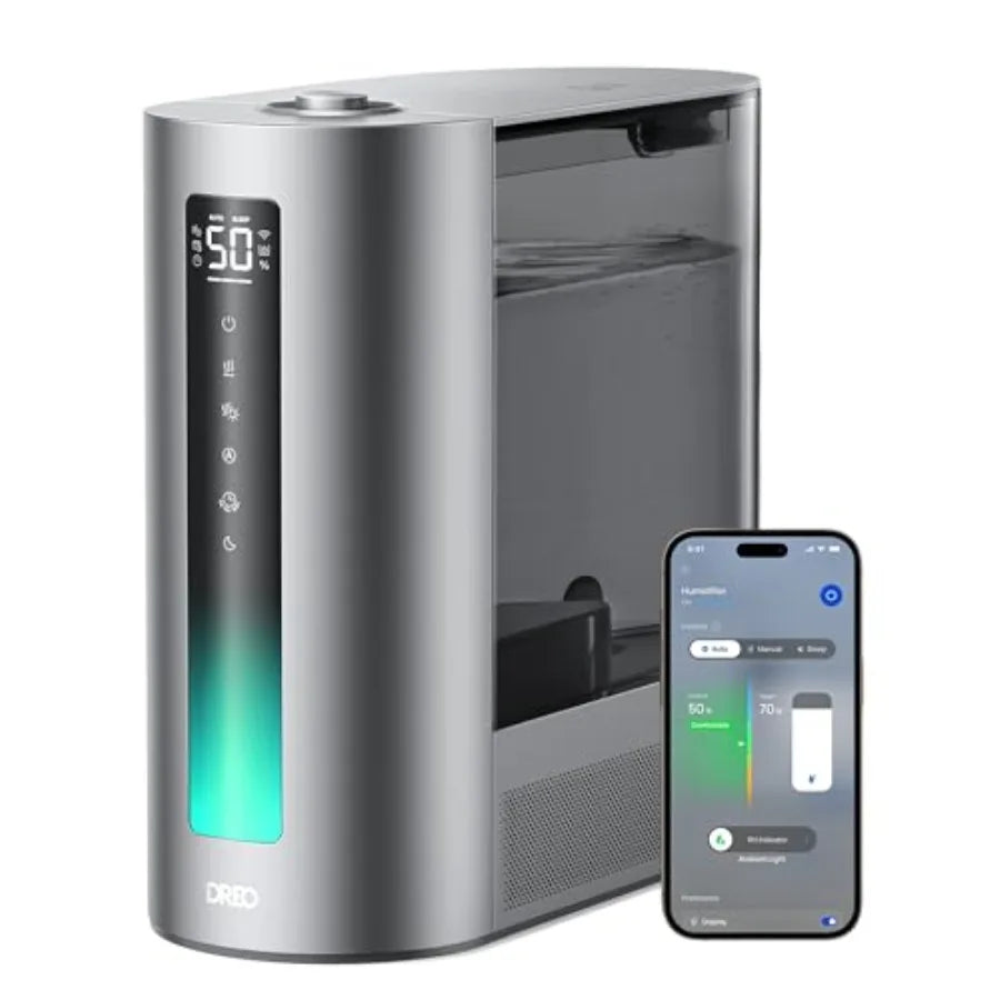 6L Bedroom Humidifier for Large Rooms: Warm Cool Mist, Quiet 60Hr Runtime, Smart Humidity Sensor, Indicator Light, 12H Timer, G