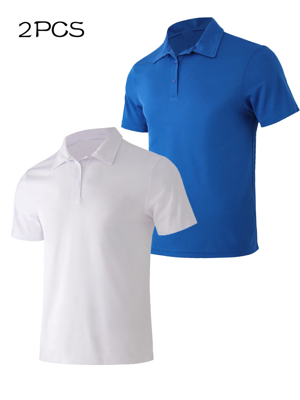 2Pack Men's Polo Shirts Short Sleeve Summer Quick Dry Ultra Comfortable Golf Athletic T-Shirts Slim Fit Casual Sports Workout Golf Tees