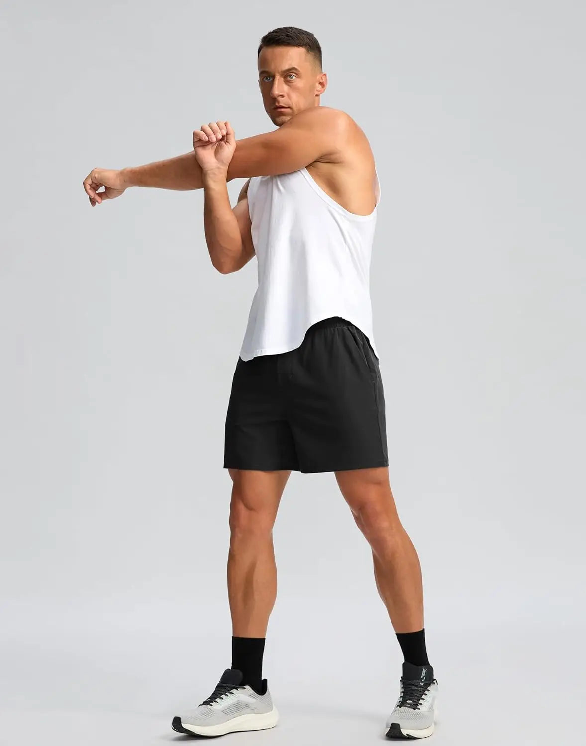 NONECN Men's Quick Dry Running Shorts With Zipper Pocket