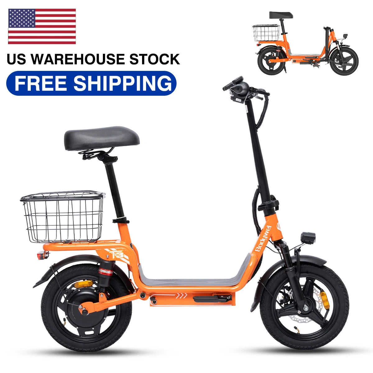 Bodywel T3 Foldable Electric Bike Powered By 48V Lithium Battery