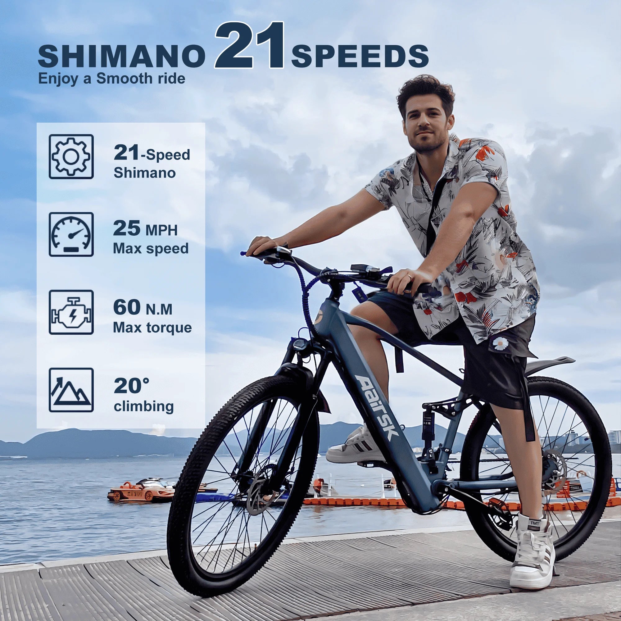 GT900 750W 36V Electric Mountain City Bike With 21 Speed