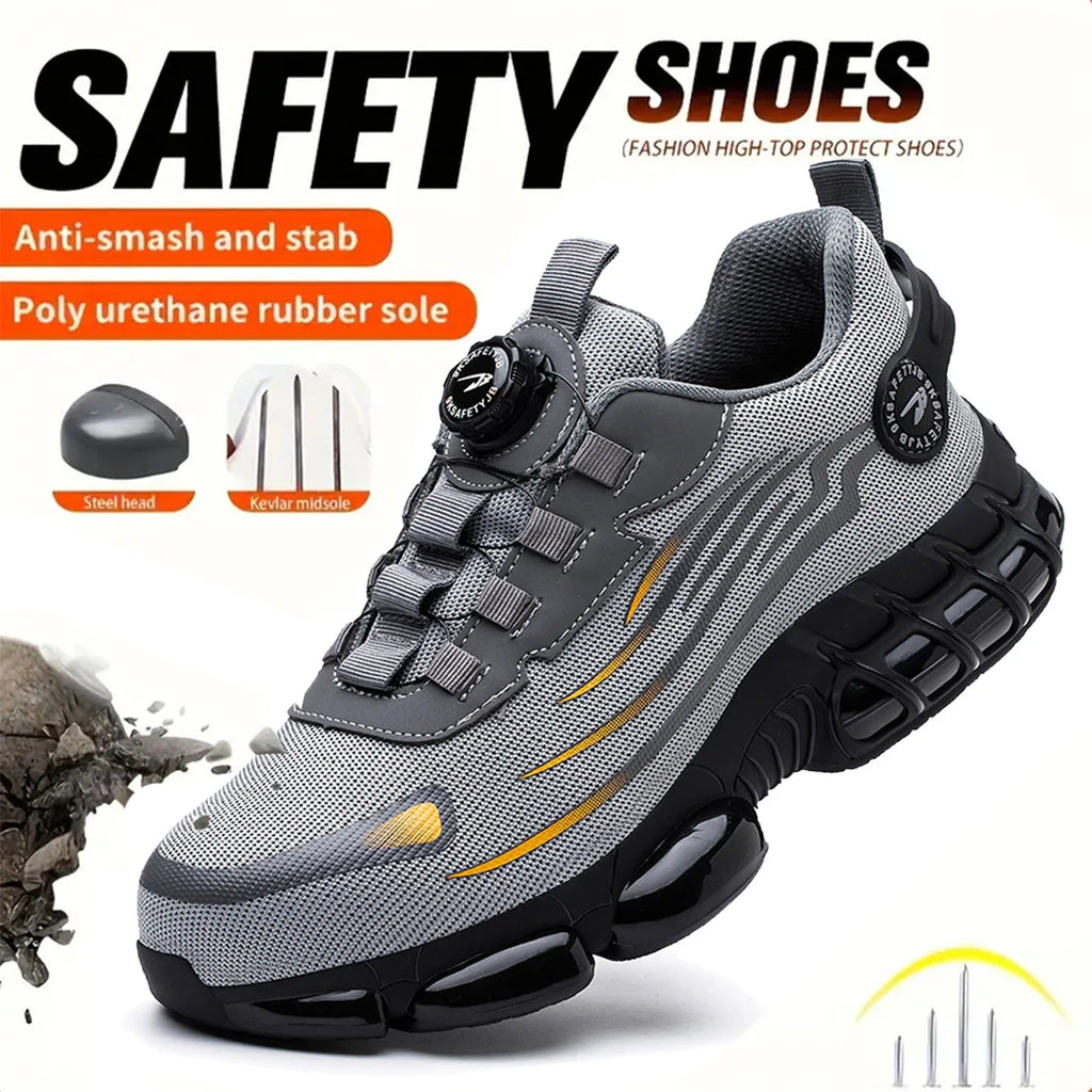 Breathable Lace-Free Soft Sole Safety Shoes Anti-Smash Anti-Puncture