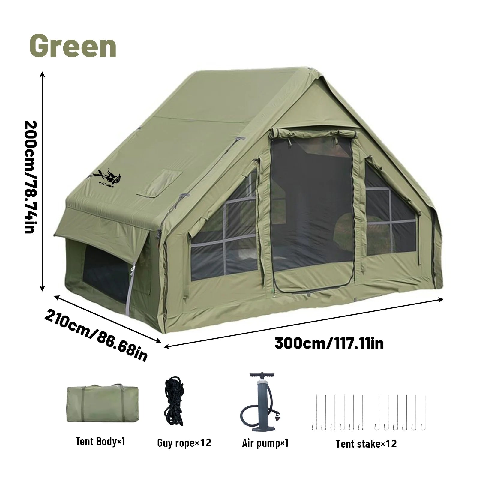 Pakicetus Inflatable Tent With Skylight Quick Setup Family Tent