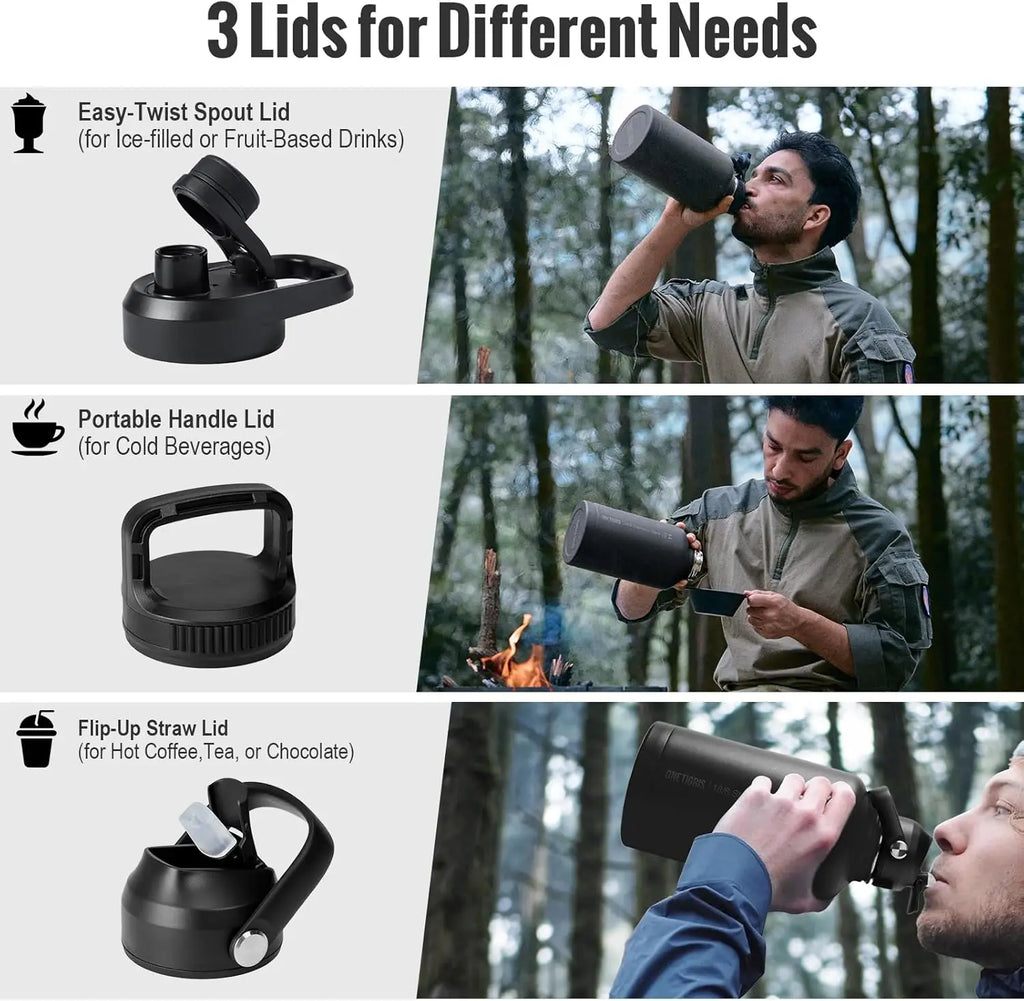 Insulated Stainless Steel Water Bottle With Straw And Lids