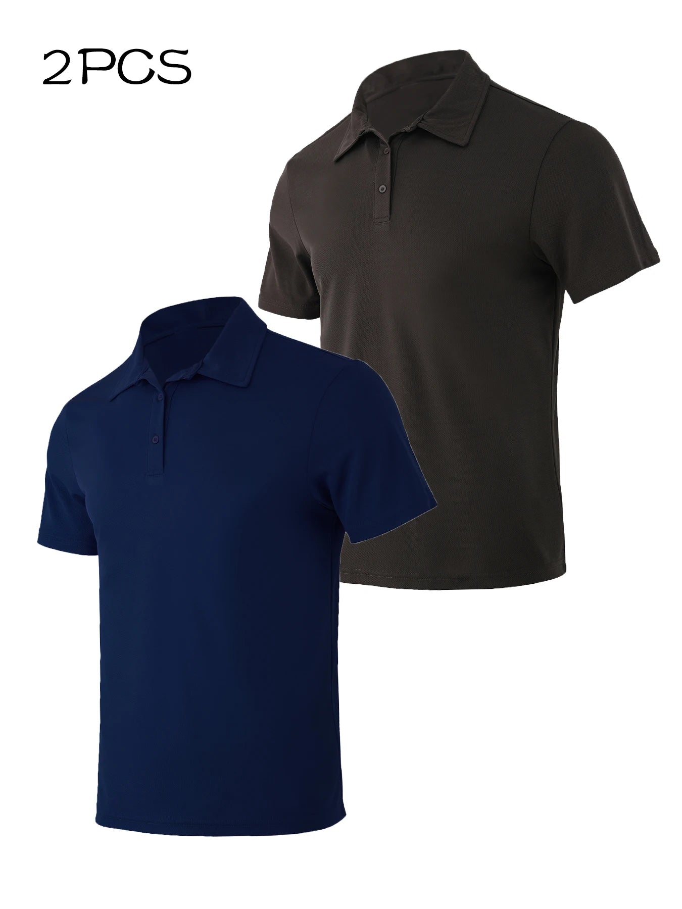 2Pack Men's Polo Shirts Short Sleeve Summer Quick Dry Ultra Comfortable Golf Athletic T-Shirts Slim Fit Casual Sports Workout Golf Tees