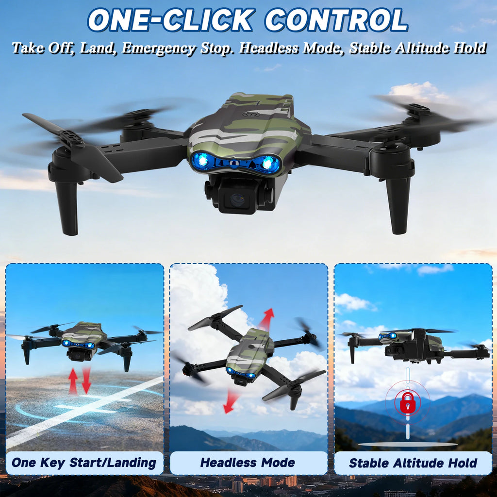 Foldable Drone With Dual HD Cameras, 360 Roll, Takeoff Landing