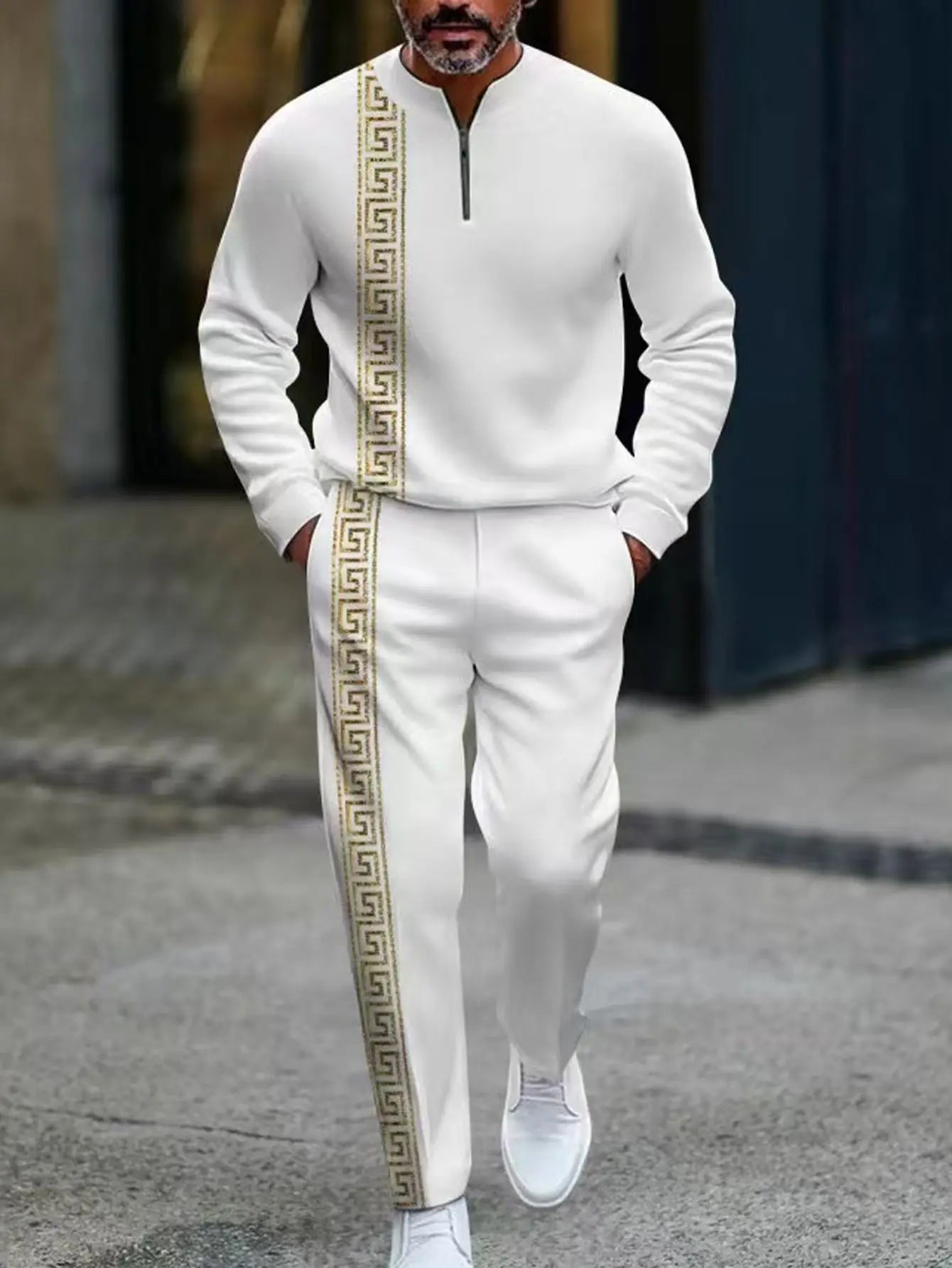 Men's 2 Piece European American Style Sportswear Set Long Sleeve Top And Pants All Season
