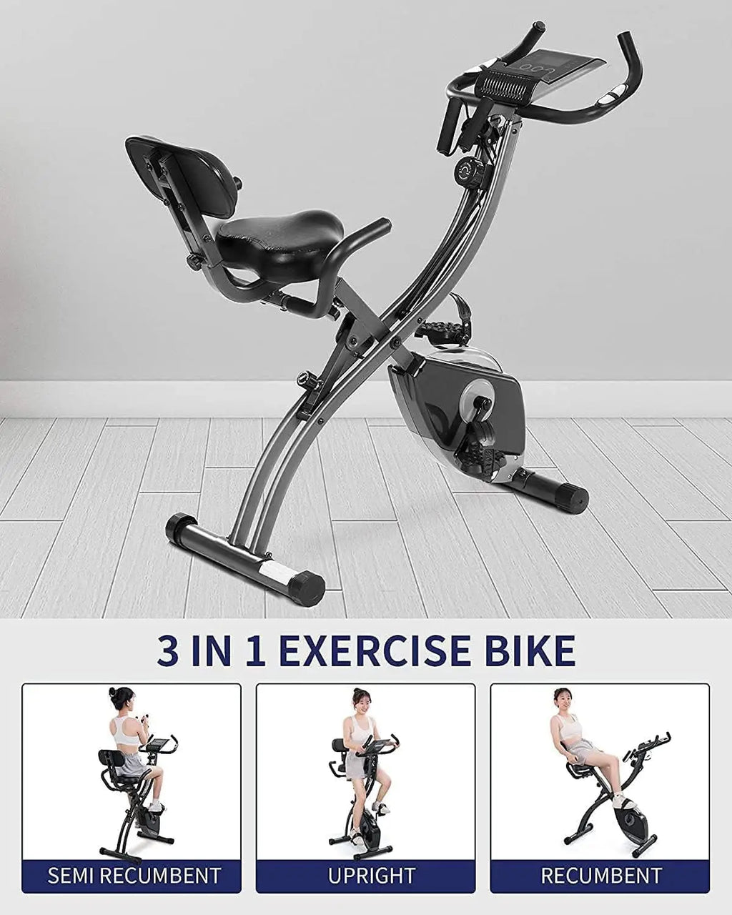 Folding Magnetic Exercise Bike With Pulse Sensor LCD Monitor