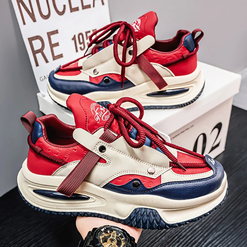 Men's Korean Style Thick Sole Lace Up Casual Sports Shoes