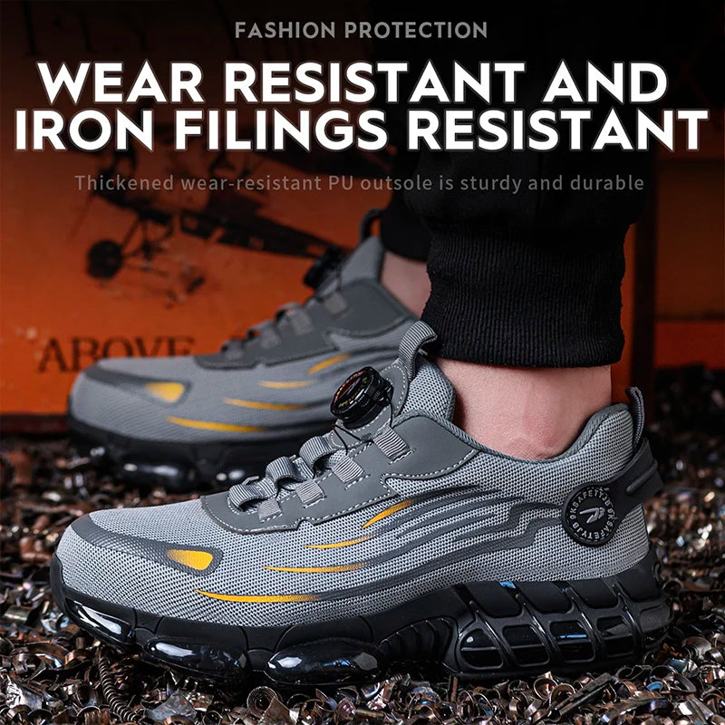 Breathable Lace-Free Soft Sole Safety Shoes Anti-Smash Anti-Puncture
