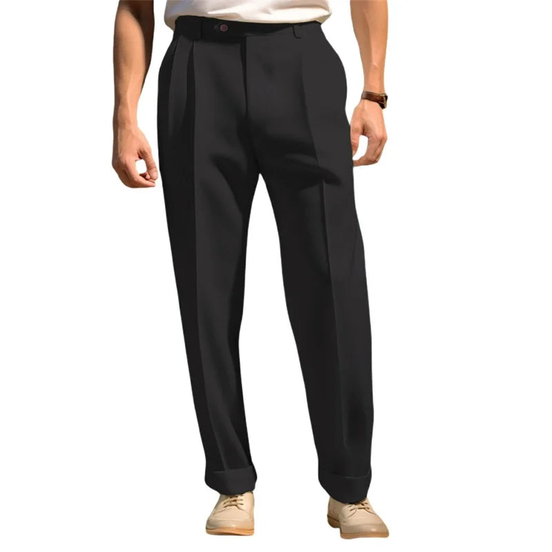 Hirigin Men Formal Dress Pants Flat Front Business Casual Trousers
