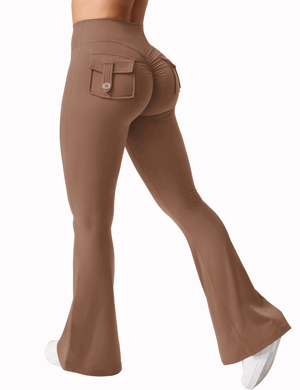 Women Cargo Pocket Yoga Pants High Waist Running Tights