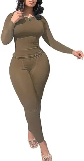 Women Long Sleeve Leggings Set Yoga Exercise Wear 2 Piece Polyester Spandex Breathable Quick Dry