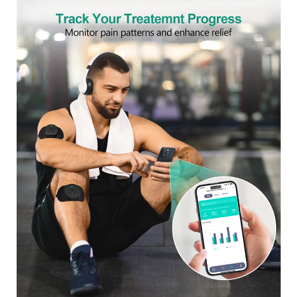 3-in-1 TENS EMS Wireless Dual Channel Muscle Stimulator App Control