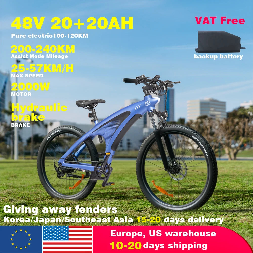 HX Q5 2000W Electric Mountain Bike For Off Road Riding