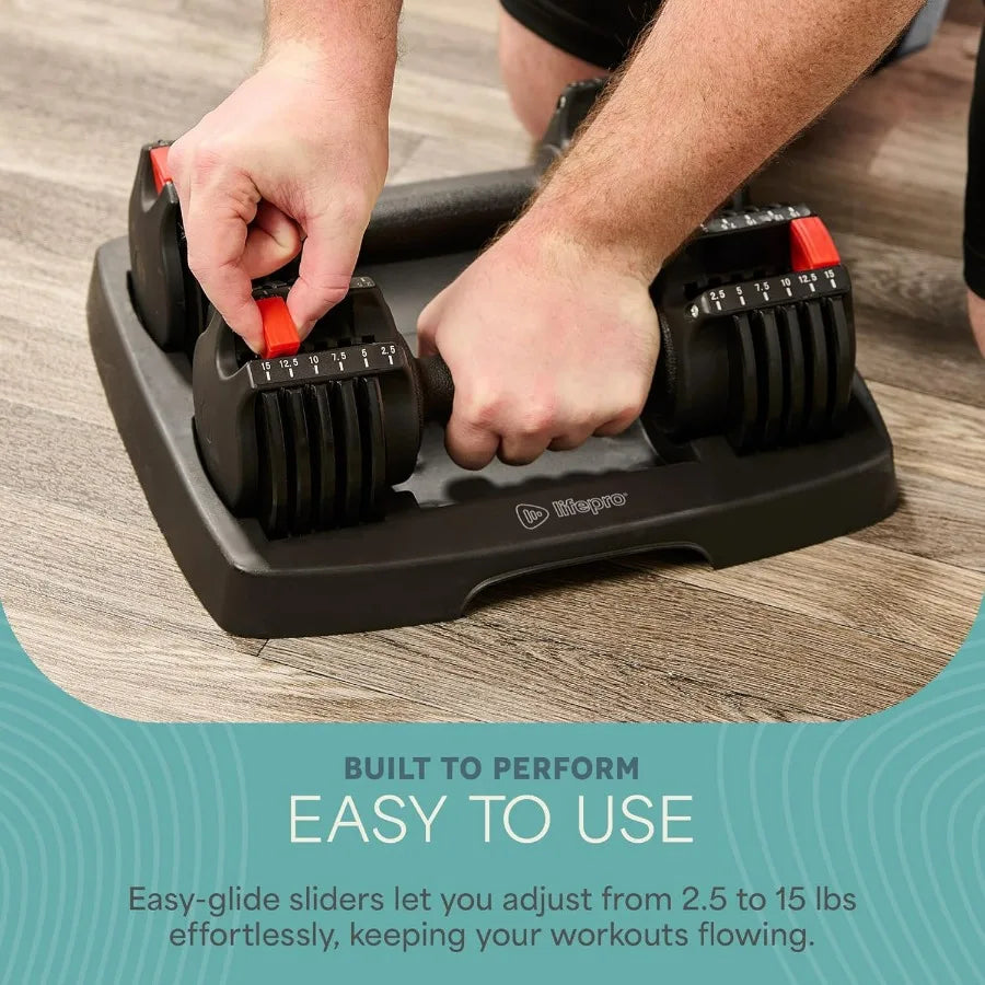 Five-In-One Adjustable Dumbbells Set With Rack For Home Gyms