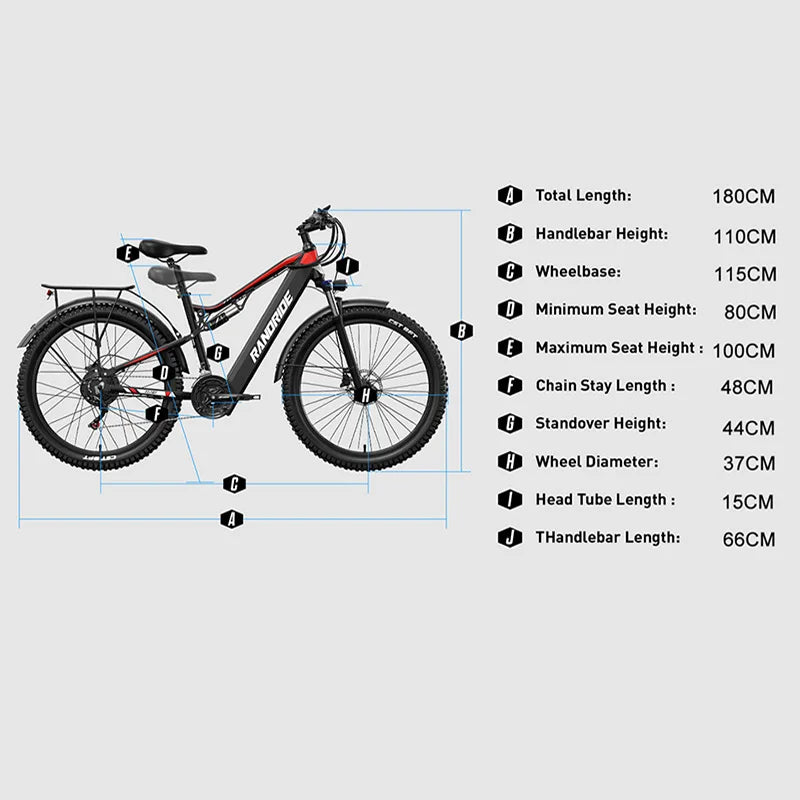 RANDRIDE YG90 1000W Full Suspension Electric Mountain Bike