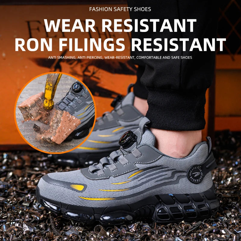 Breathable Lace-Free Soft Sole Safety Shoes Anti-Smash Anti-Puncture