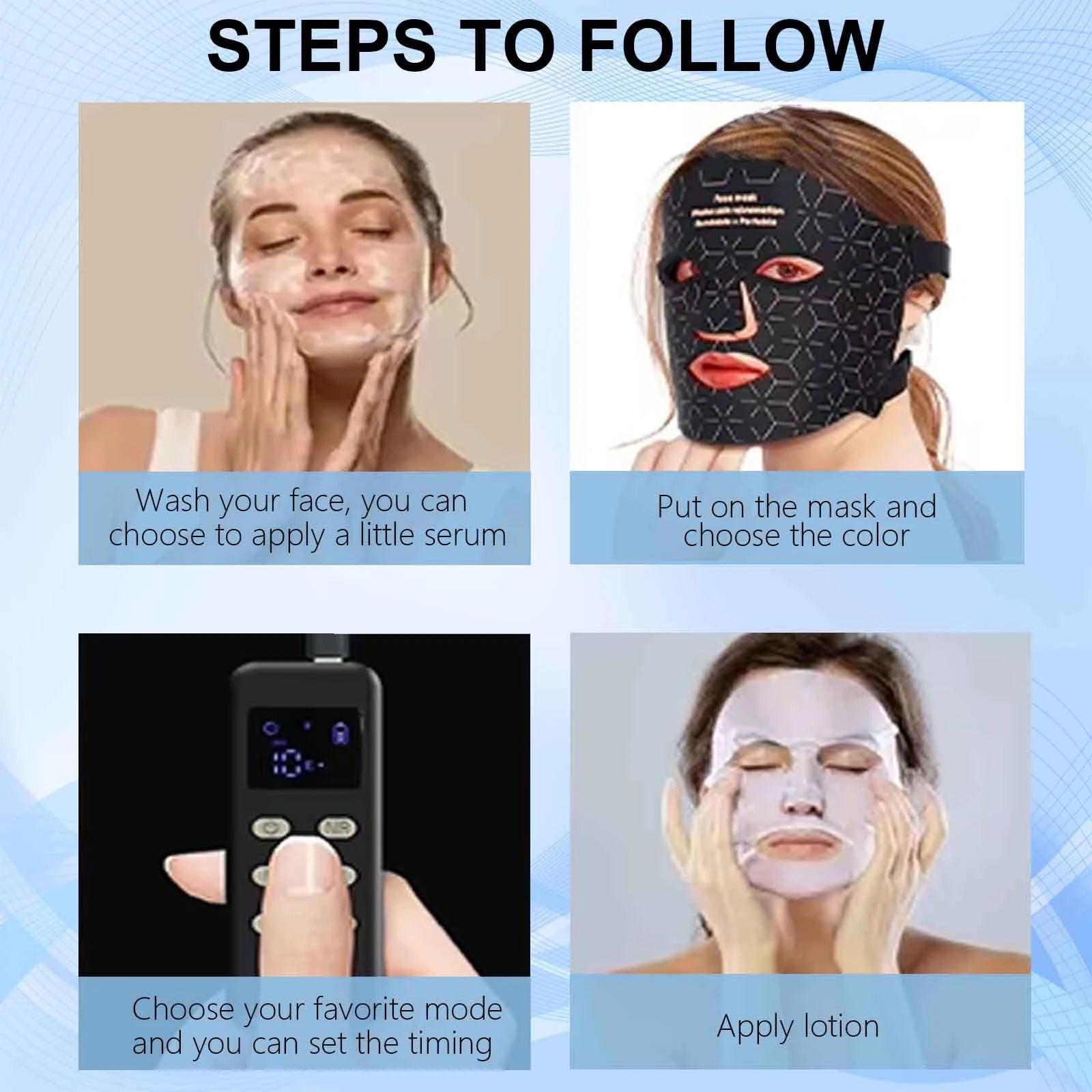 UBilli 4 Modes Portable LED Face Mask Light Therapy