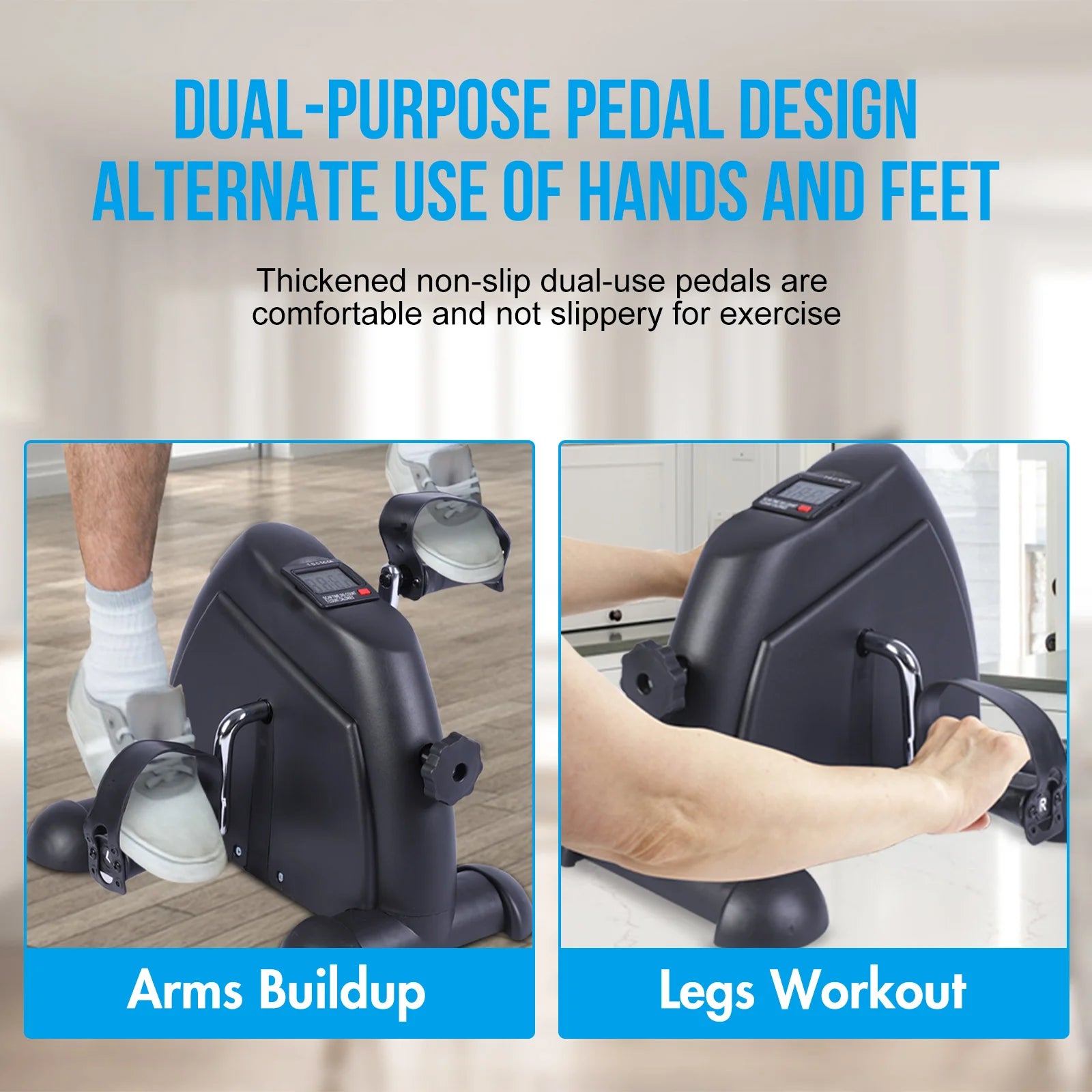 Mini Under Desk Pedal Exerciser Multi-Function LCD Display